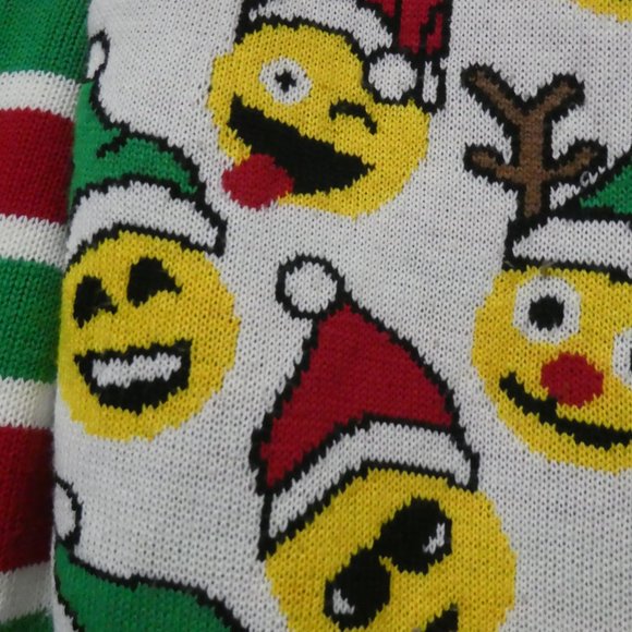 HAPPY HOLIDAYS | small, s | Emoji and Striped | Ugly Christmas Sweater | Unisex - Picture 5 of 15